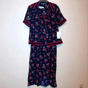 NWT Vintage Sarah Elizabeth 2 pc Black & Red Dress and Jacket Size 12